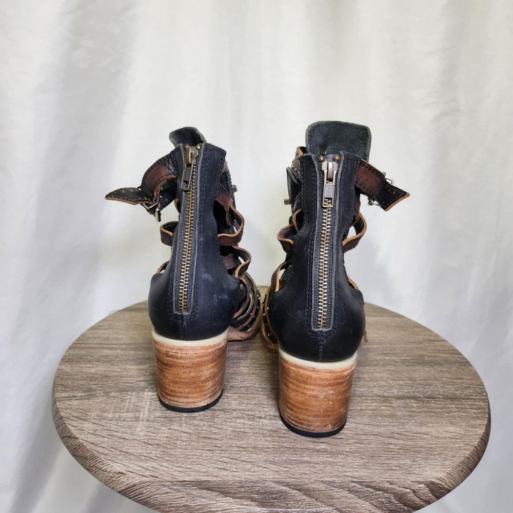 Freebird Cheyenne Multi Strap Lace-Up Leather Bootie Sandals Sz 9 Festival - Picture 3 of 11